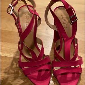 Summer pink wide heel shoe